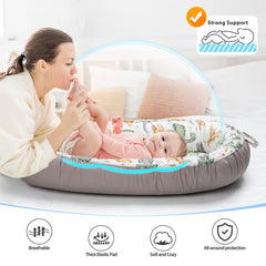BUTOA Baby Lounger thick mattress supports comfortable tummy time.