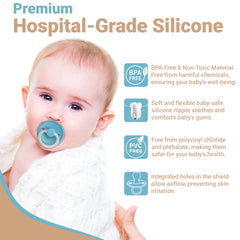 Button Me hospital-grade silicone pacifier preserves shape for calm feeding sessions