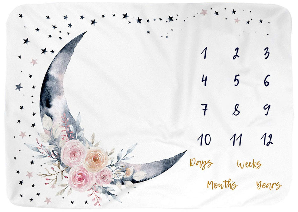 BUTTZO milestone blanket highlights baby photos on a large 40x60 inch, cozy surface.