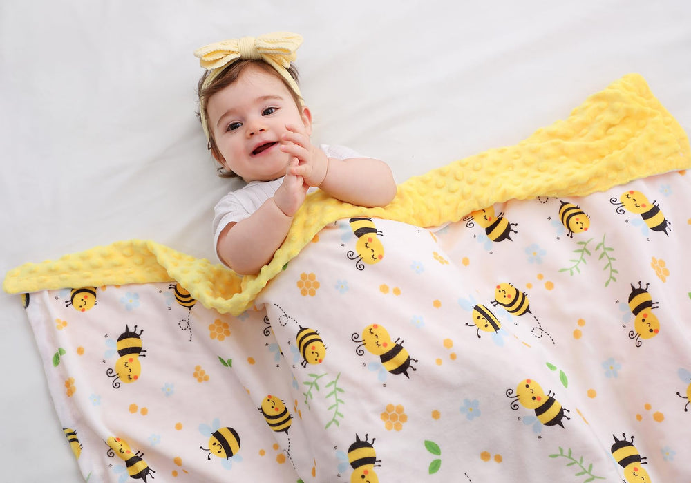 BUTTZO Bee Minky Blanket 30x40 size ideal from newborn to toddler