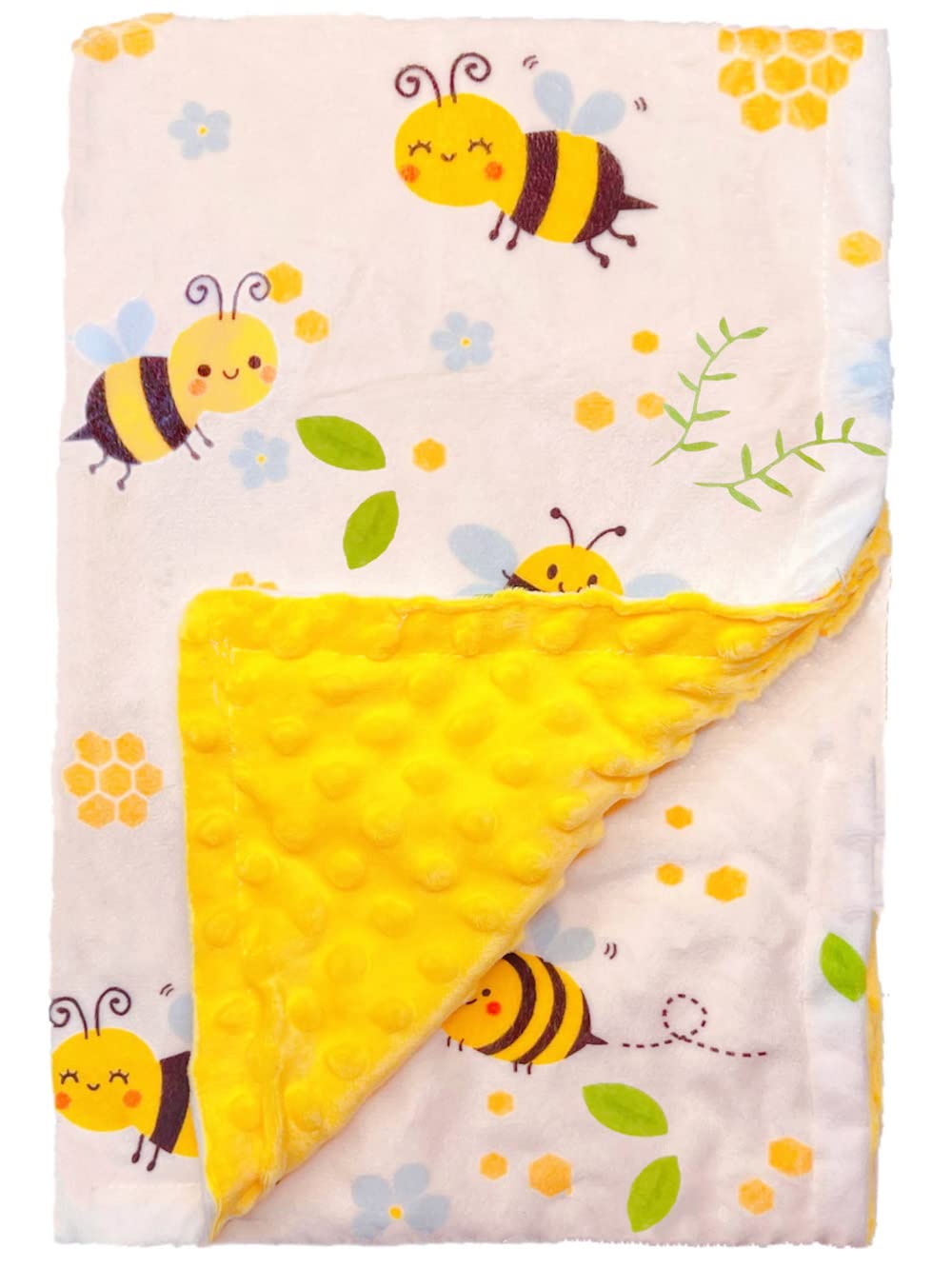 BUTTZO Bee Minky Blanket double-sided plush for cozy warmth