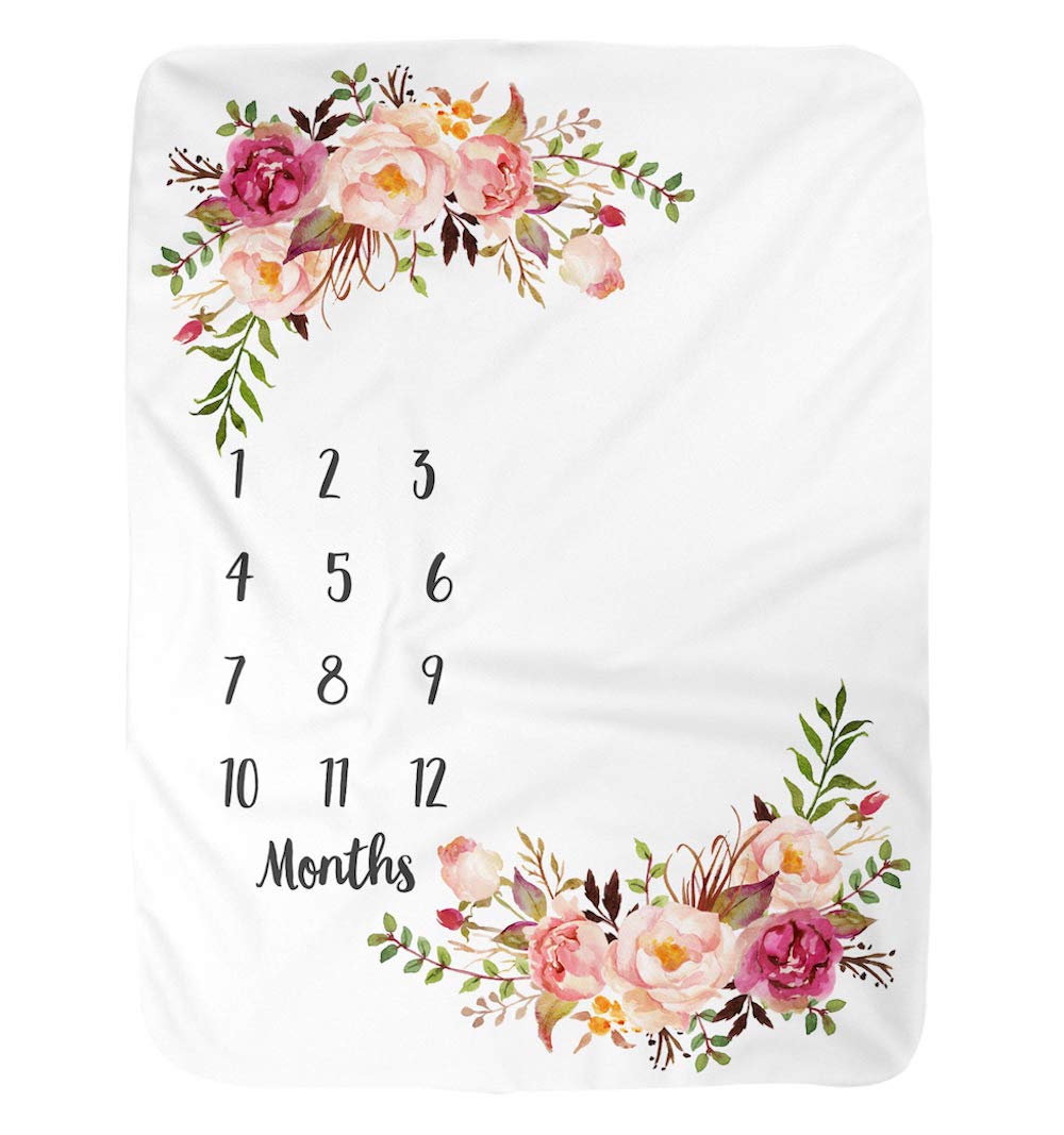 BUTTZO Milestone Blanket monthly photo backdrop, cozy fleece for baby portraits.