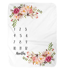 BUTTZO Milestone Blanket monthly photo backdrop, cozy fleece for baby portraits.