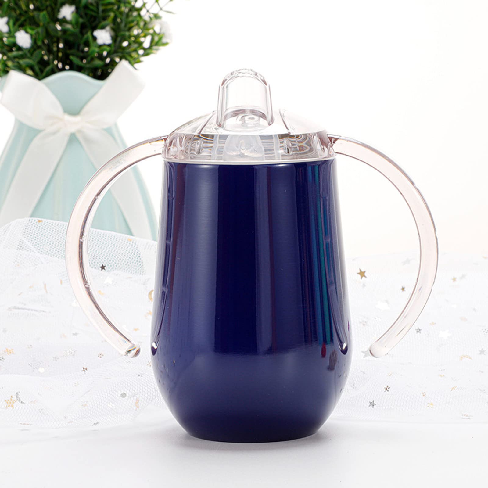 Buumin durable stainless steel kids cup fits cup holders and strollers.
