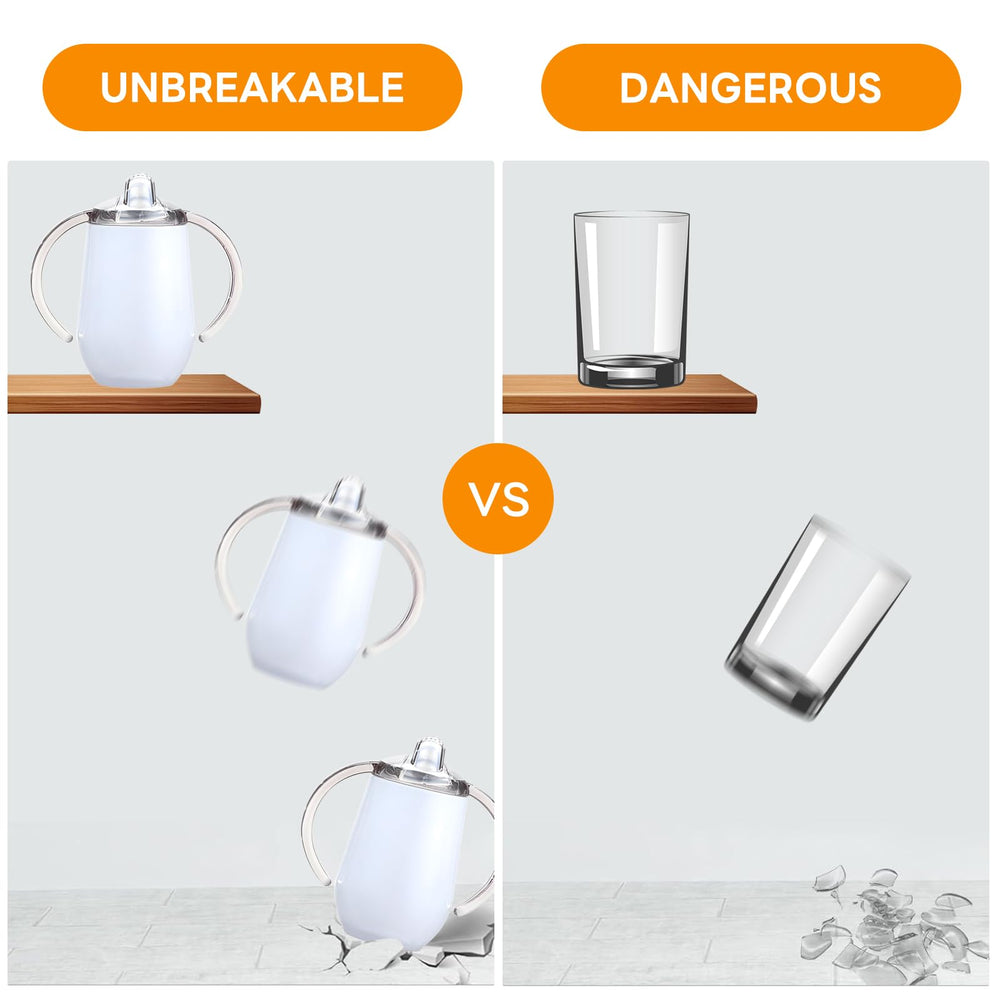Buumin travel-friendly white sippy cup, ideal for car and outdoor activities.