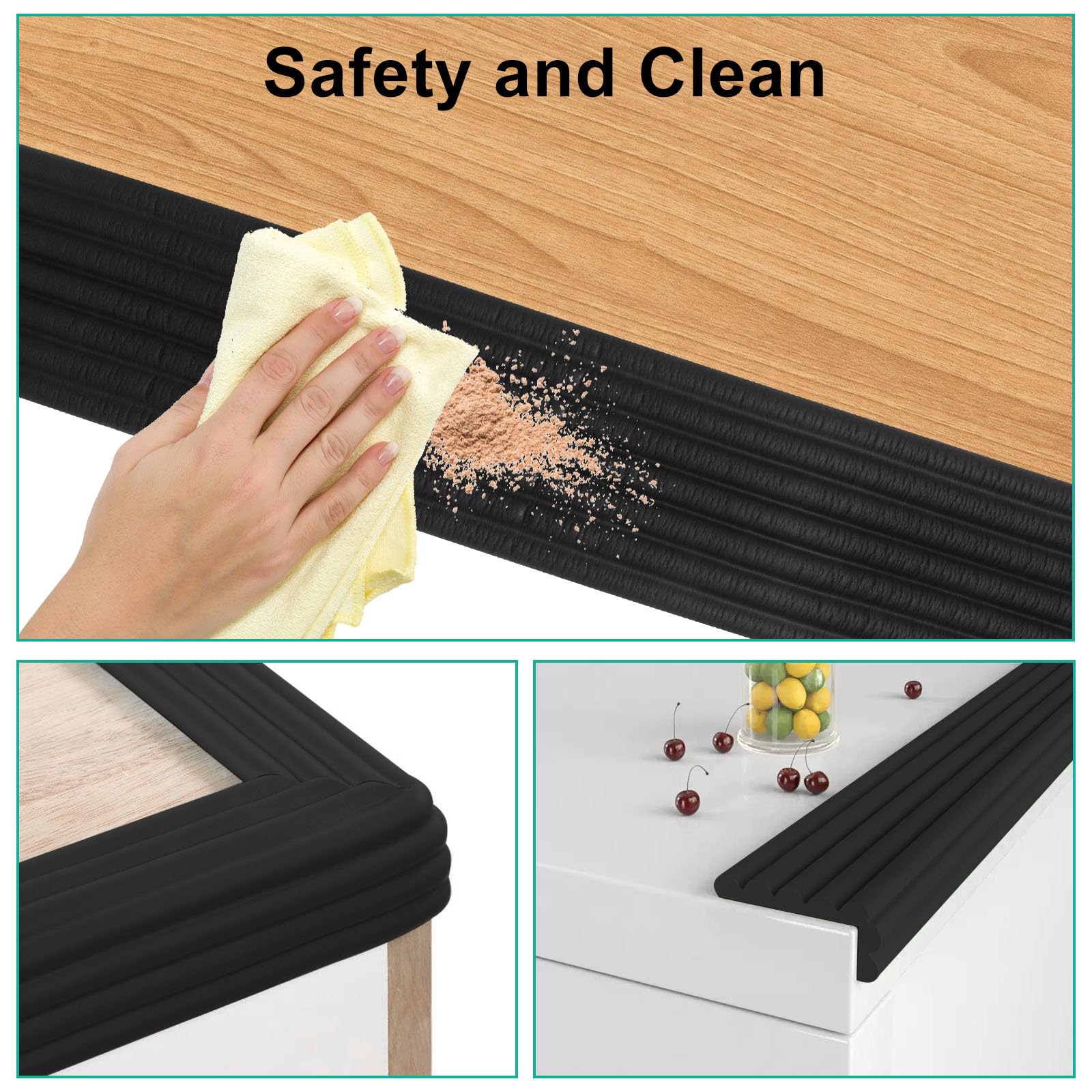BUXIMN baby-proofing corner guards can be cut to fit irregular furniture shapes.