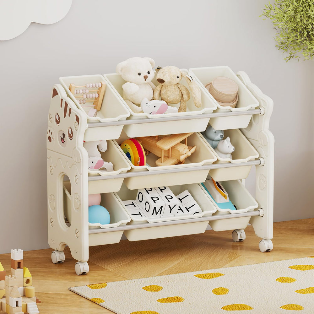 Buy1CrossGo cat-pattern toy storage with easy assembly for playrooms.