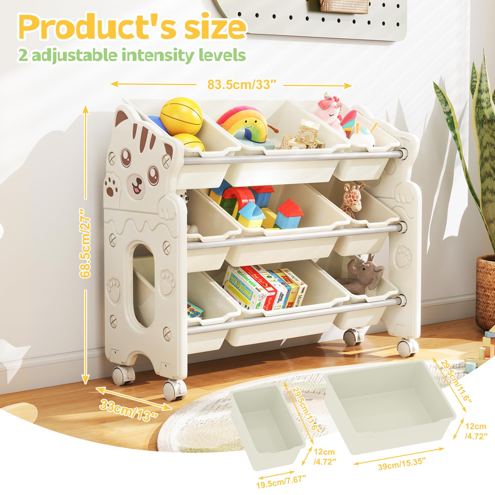 Buy1CrossGo rolling toy shelf with casters for portable organization.