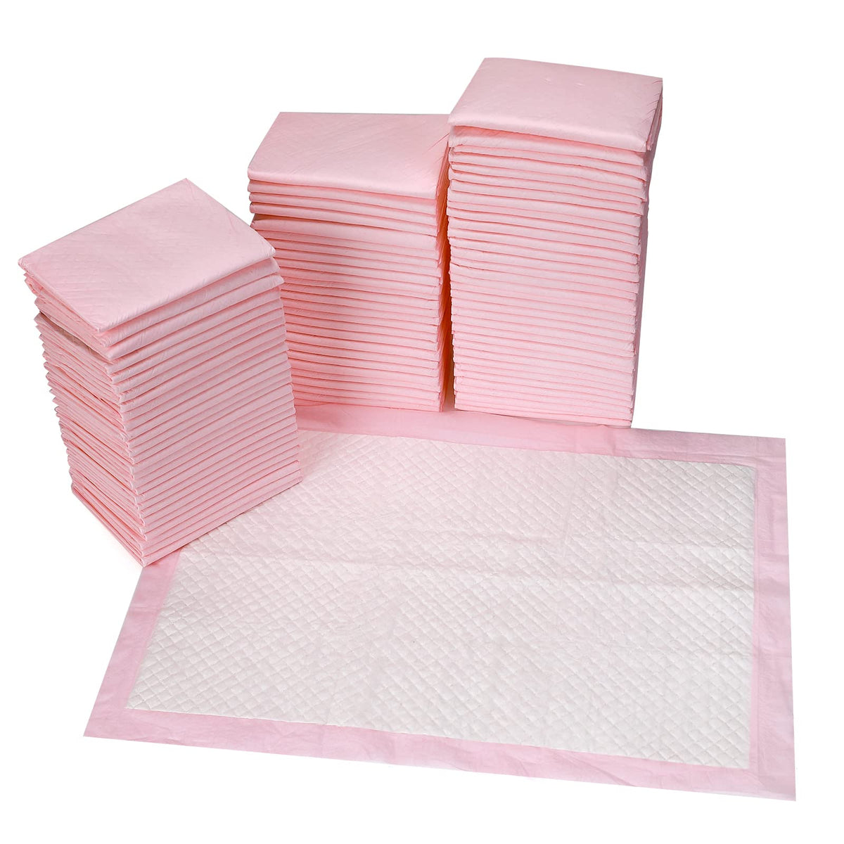 Buyockss 80-count disposable pads with 18x18 pink, high absorption core for mess-free diaper changes.