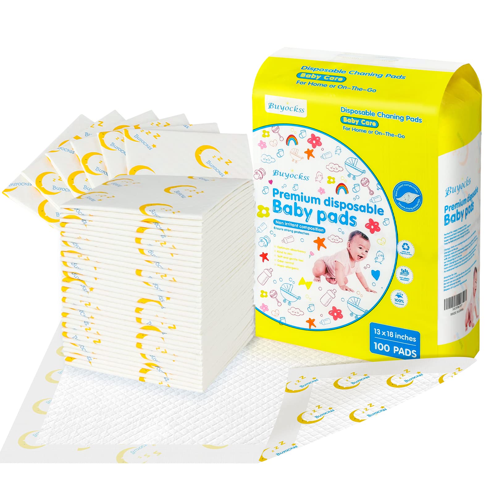 Buyockss baby changing pad with waterproof back sheet for mess-free surfaces