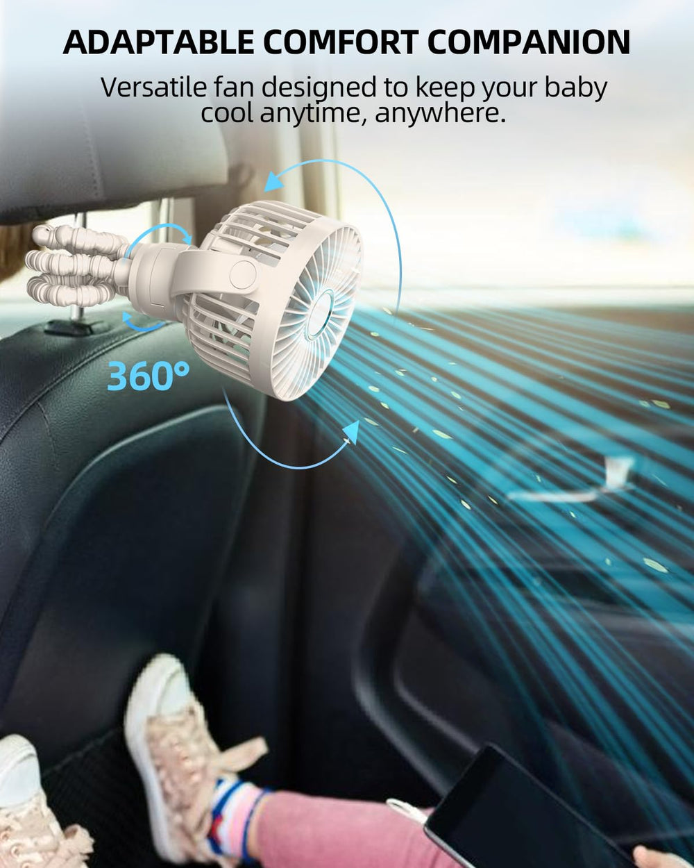 BuyWoo durable and safe stroller fan designed for babies and pets.