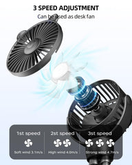 Buywoo battery-powered clip fan stays charged during outings with USB recharge