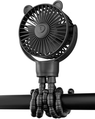 Buywoo portable stroller fan clipped on the handlebar for a cooling breeze on walks