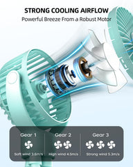 BuyWoo portable stroller mini fan with 360-degree rotation directing airflow on the go.