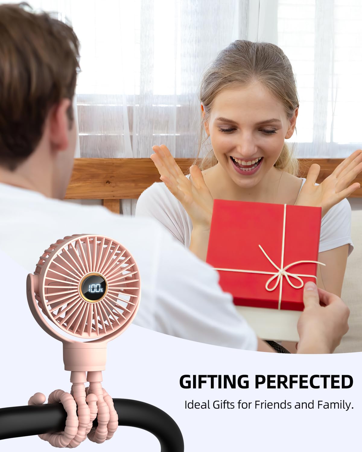 BuyWoo portable stroller mini fan battery-powered for cars, walks, and trips.