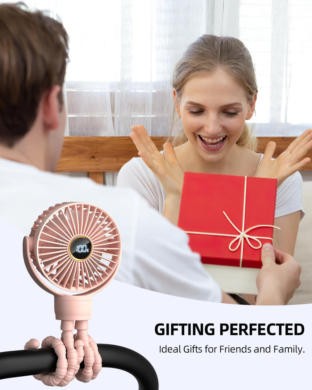 BuyWoo portable stroller mini fan battery-powered for cars, walks, and trips.