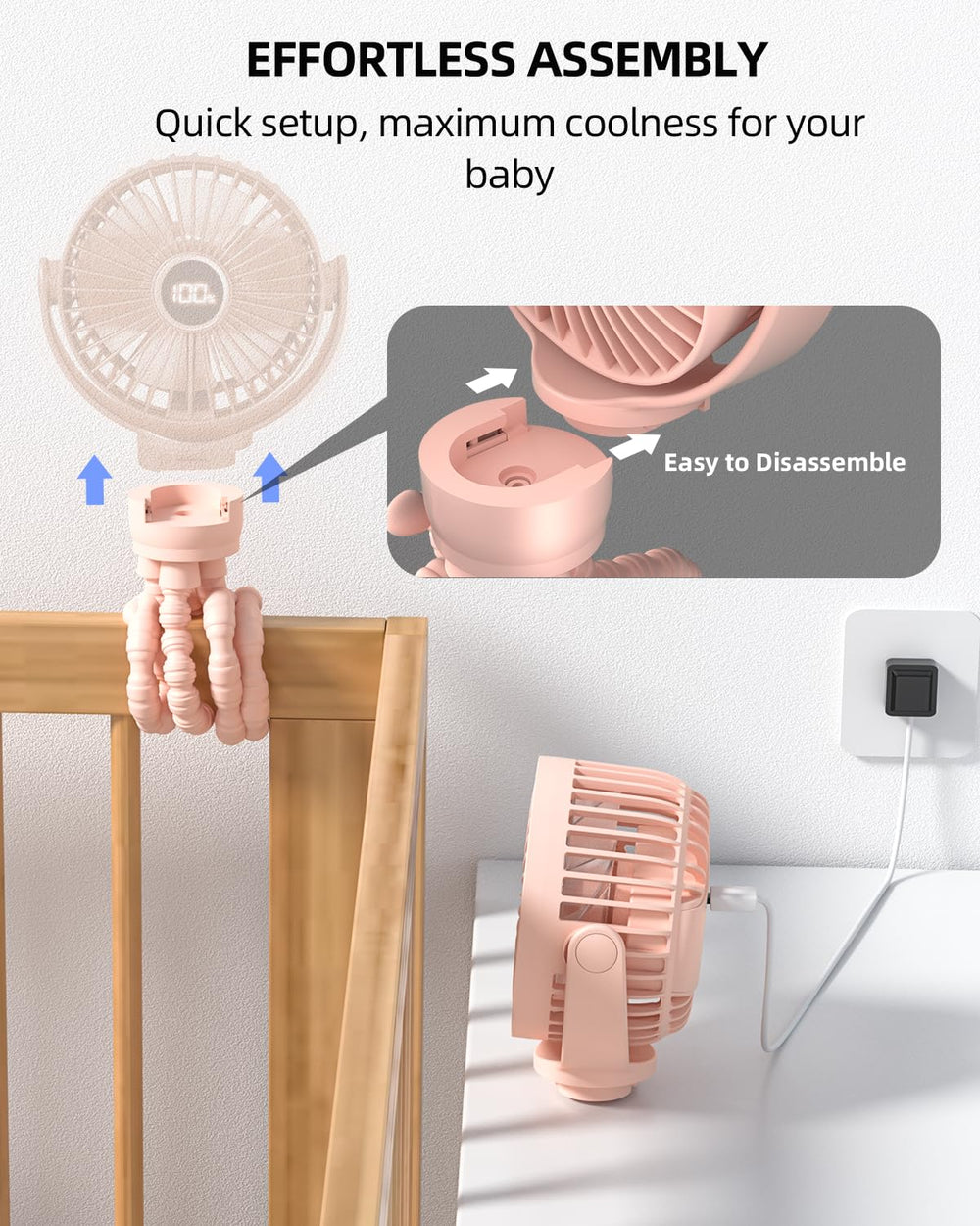 BuyWoo portable stroller mini fan compact and lightweight for easy carrying.