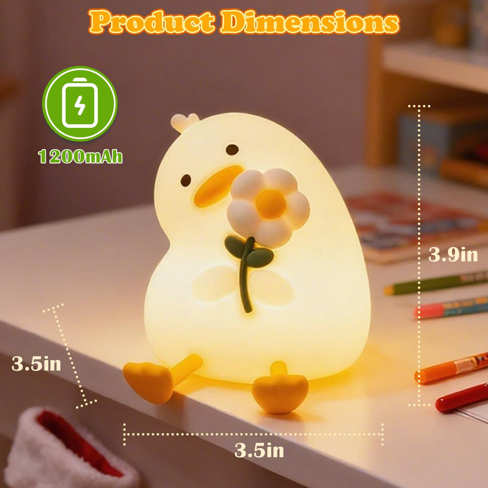 BVI Boomervivi Flower Duck Night Light on a desk as cozy decor