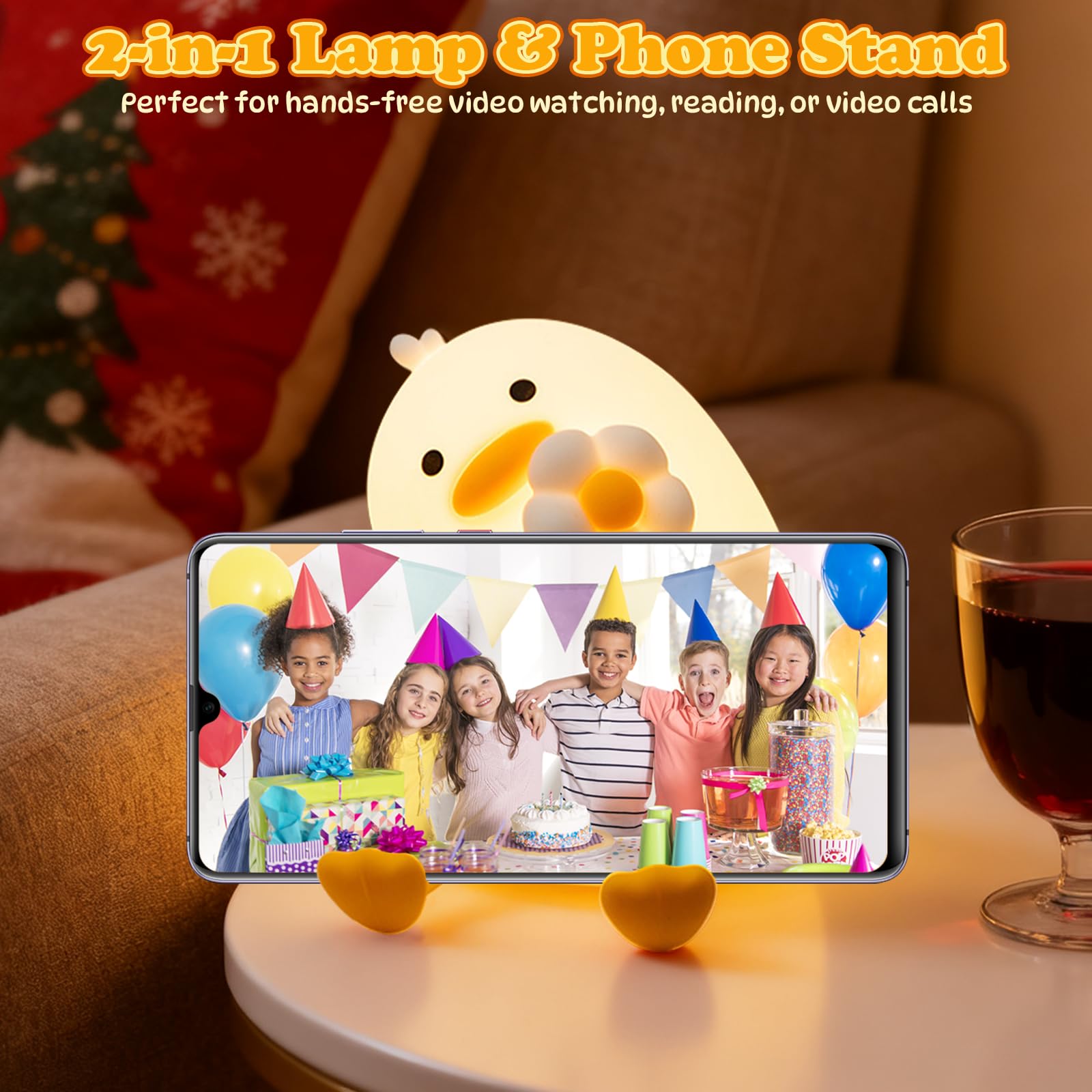 BVI Boomervivi Flower Duck Night Light battery-powered, rechargeable for cordless use