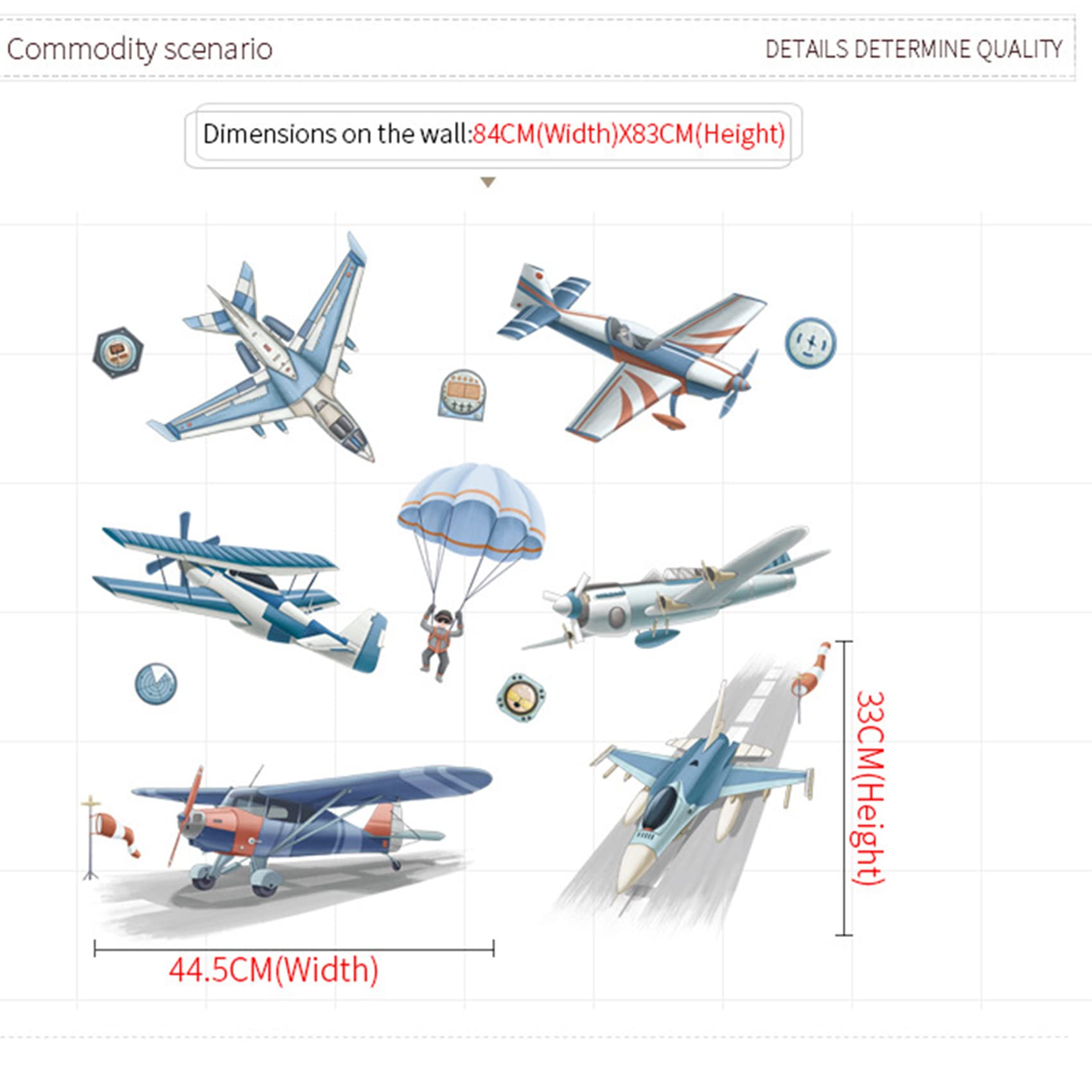 BWCXXZH watercolor airliner wall sticker creates a dynamic learning corner