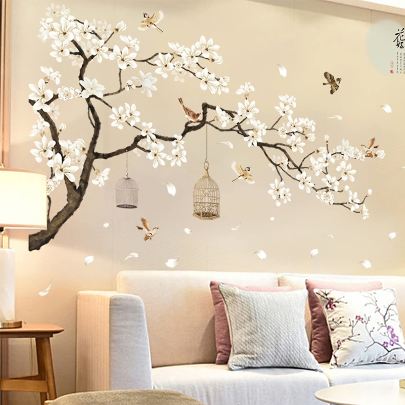 BWCXXZH Cherry Blossom Tree wall sticker creates a serene focal point in bedrooms.