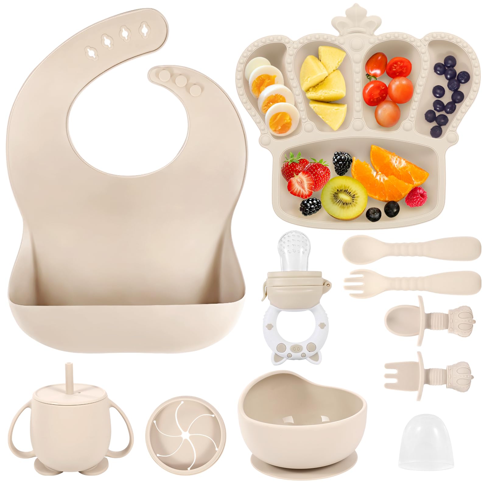 BXLL silicone baby feeding set pack image showcasing the complete 10-piece starter for self-feeding.