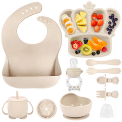 BXLL silicone baby feeding set pack image showcasing the complete 10-piece starter for self-feeding.
