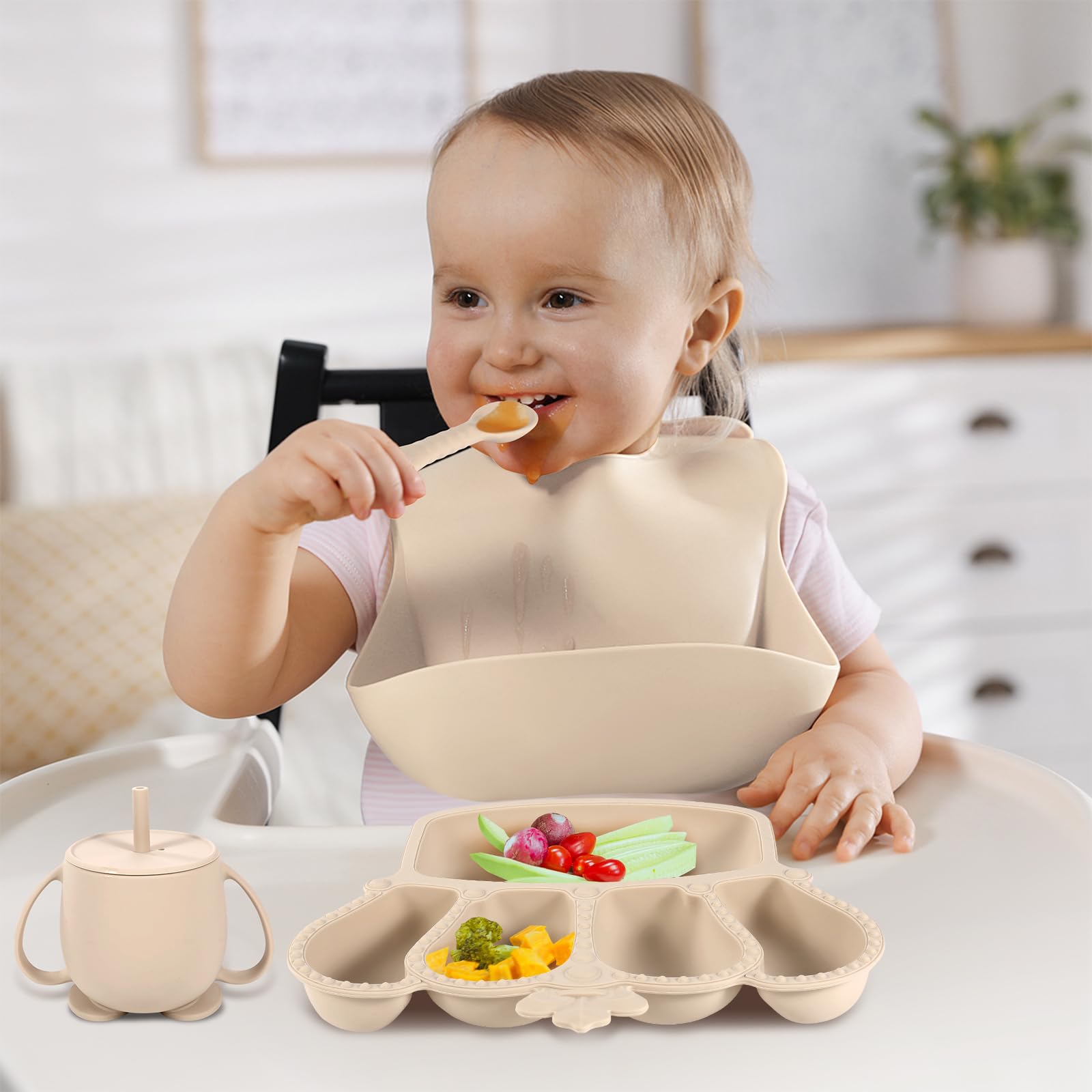 BXLL toddler utensils—spoons and forks sized for little hands during self-feeding.