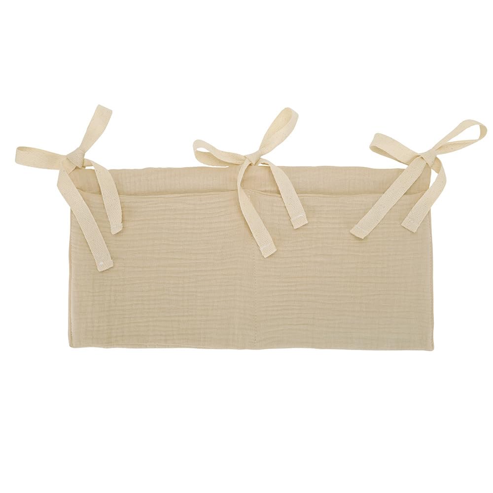 BxuanW baby bedside hanging storage bag with two pockets for quick diaper access