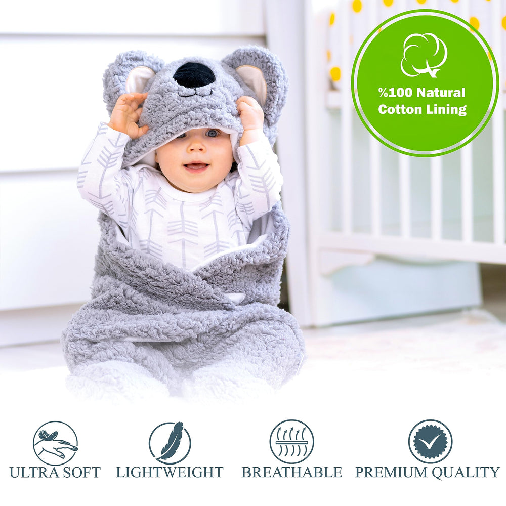 BYDOOO BD baby swaddle wrapped in soft fabric, gentle touch.