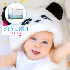 BYDOOO Windproof panda swaddle keeps little ears warm through the night.