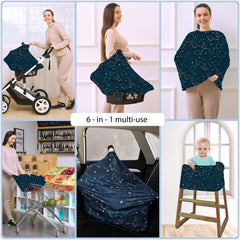 ByeBye Calorie full-coverage canopy shields baby from sun and wind during outings.