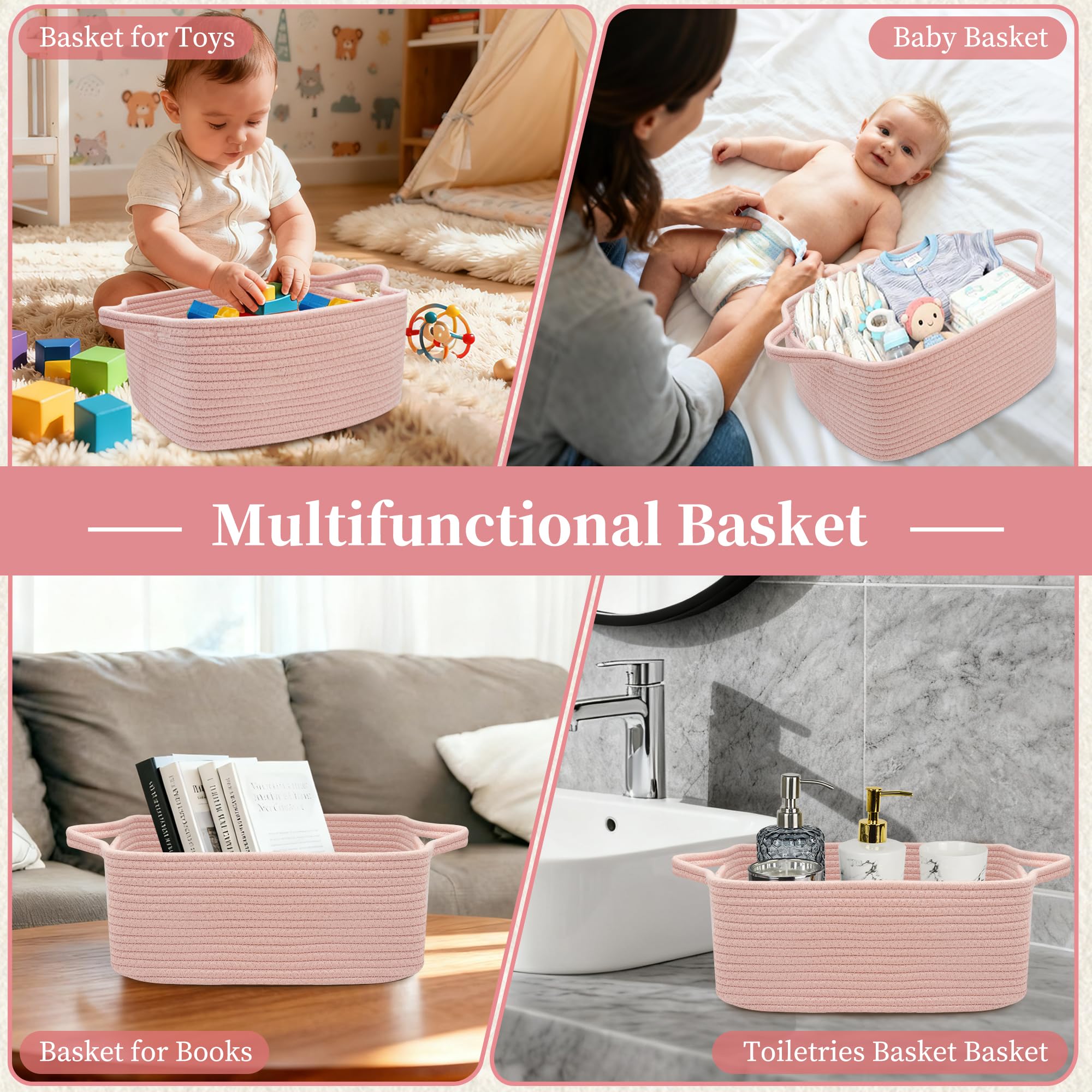 BYLSSNUK home décor pink basket complements any room style.