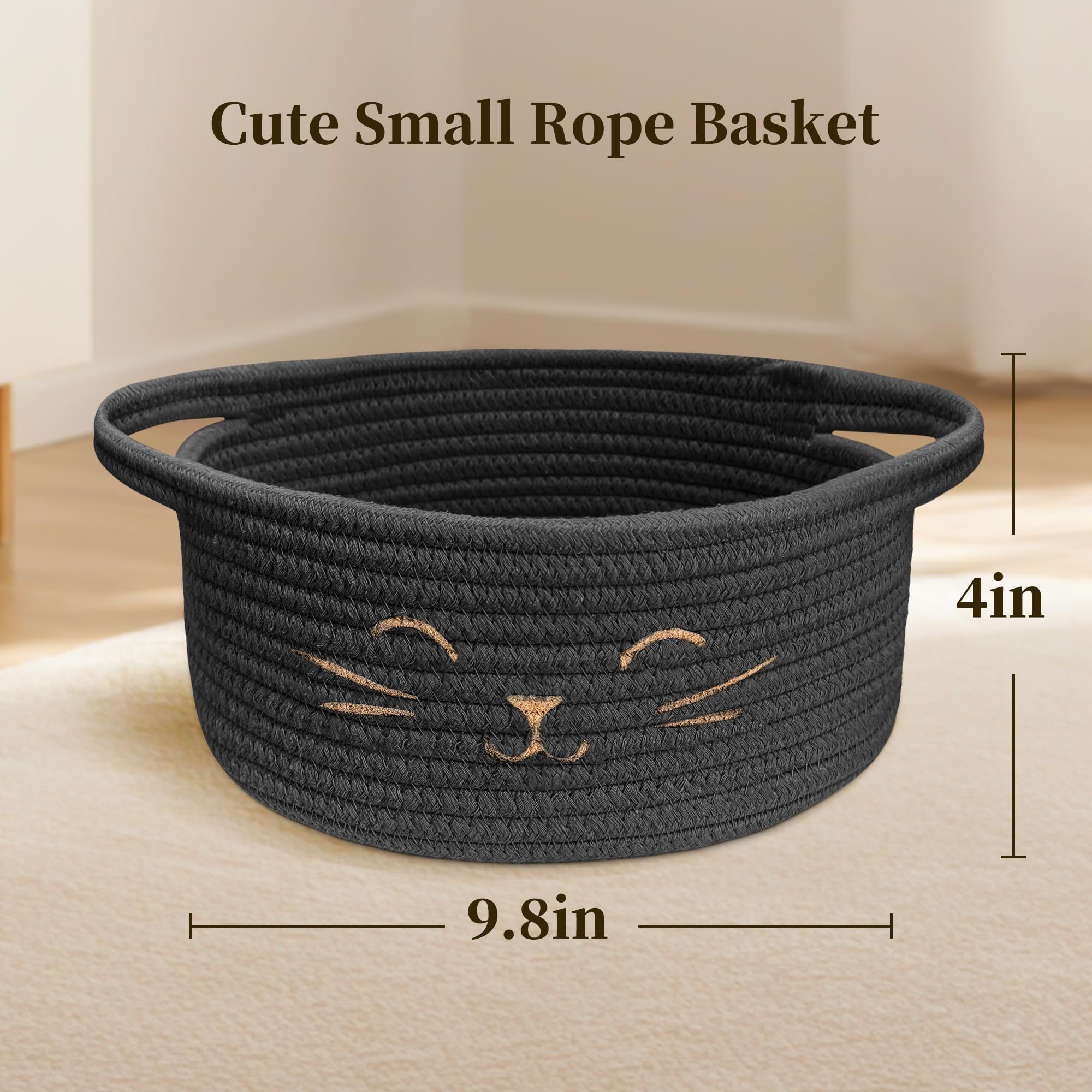 BYLSSNUK woven rope basket in black for home organization