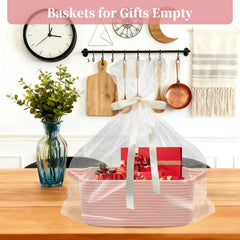 BYLSSNUK woven storage basket in nursery colors keeps diapers organized.