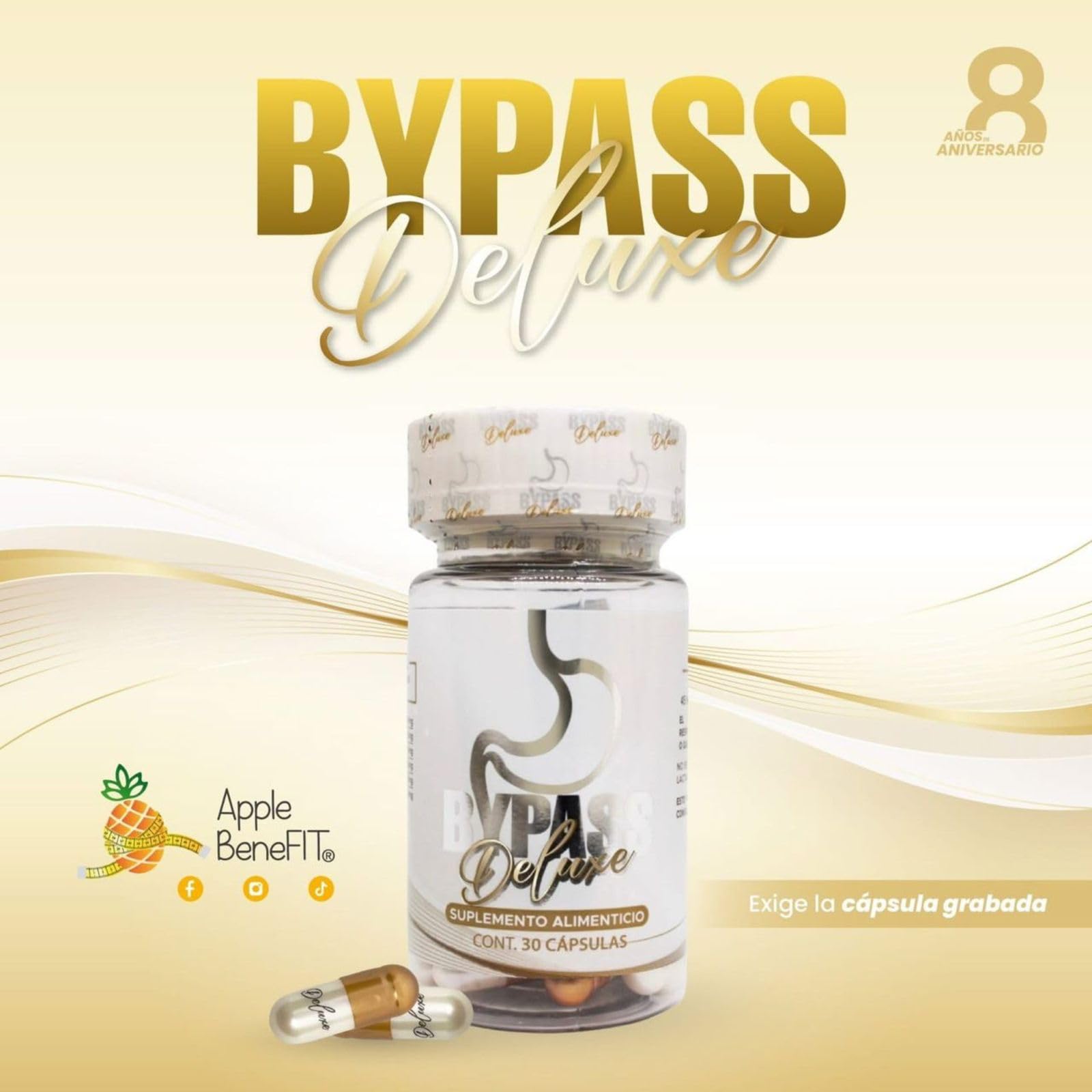 Bypass Deluxe capsules close-up showing plant-based formula for digestion