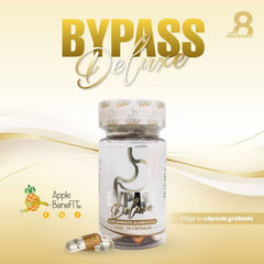 Bypass Deluxe capsules close-up showing plant-based formula for digestion