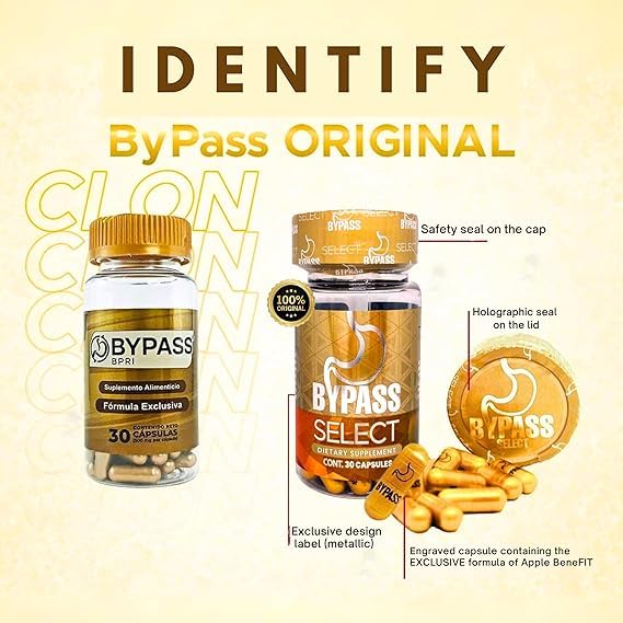 BypassSelect capsules close-up showing small soft gels for daily use.