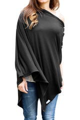 Byrd & Blume maternity cover in black, breathable fabric offering full coverage for discreet feeding.