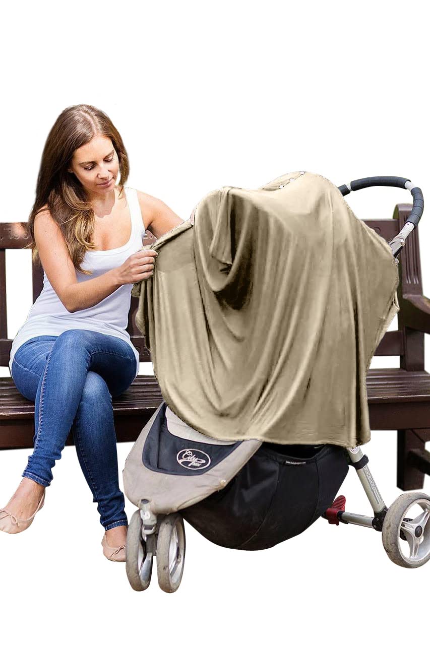 Byrd & Blume nursing cover with adjustable snaps for cape, apron, or canopy use.