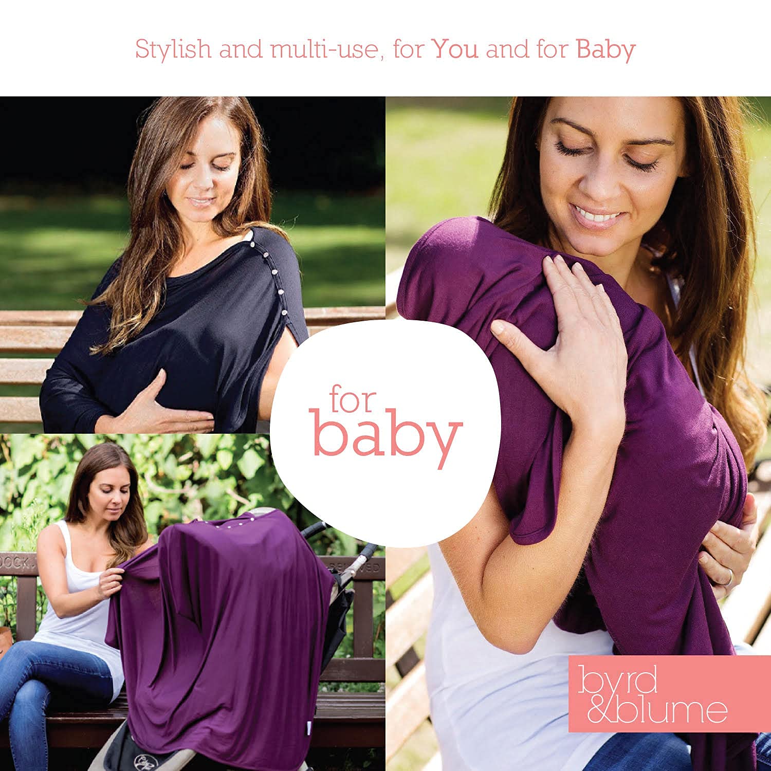 Byrd & Blume nursing cover with adjustable snaps for versatile wear options.
