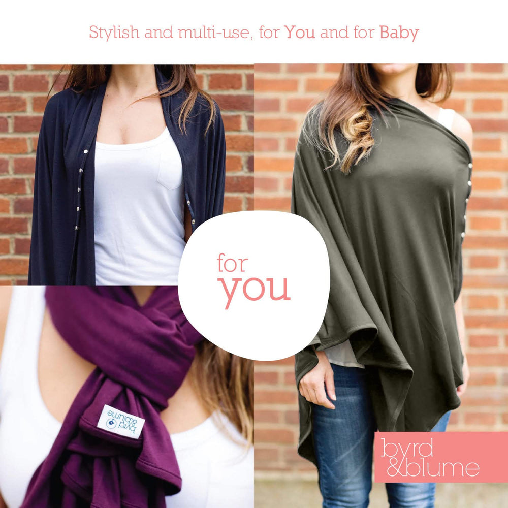Byrd & Blume olive cover folds compactly to fit in a diaper bag
