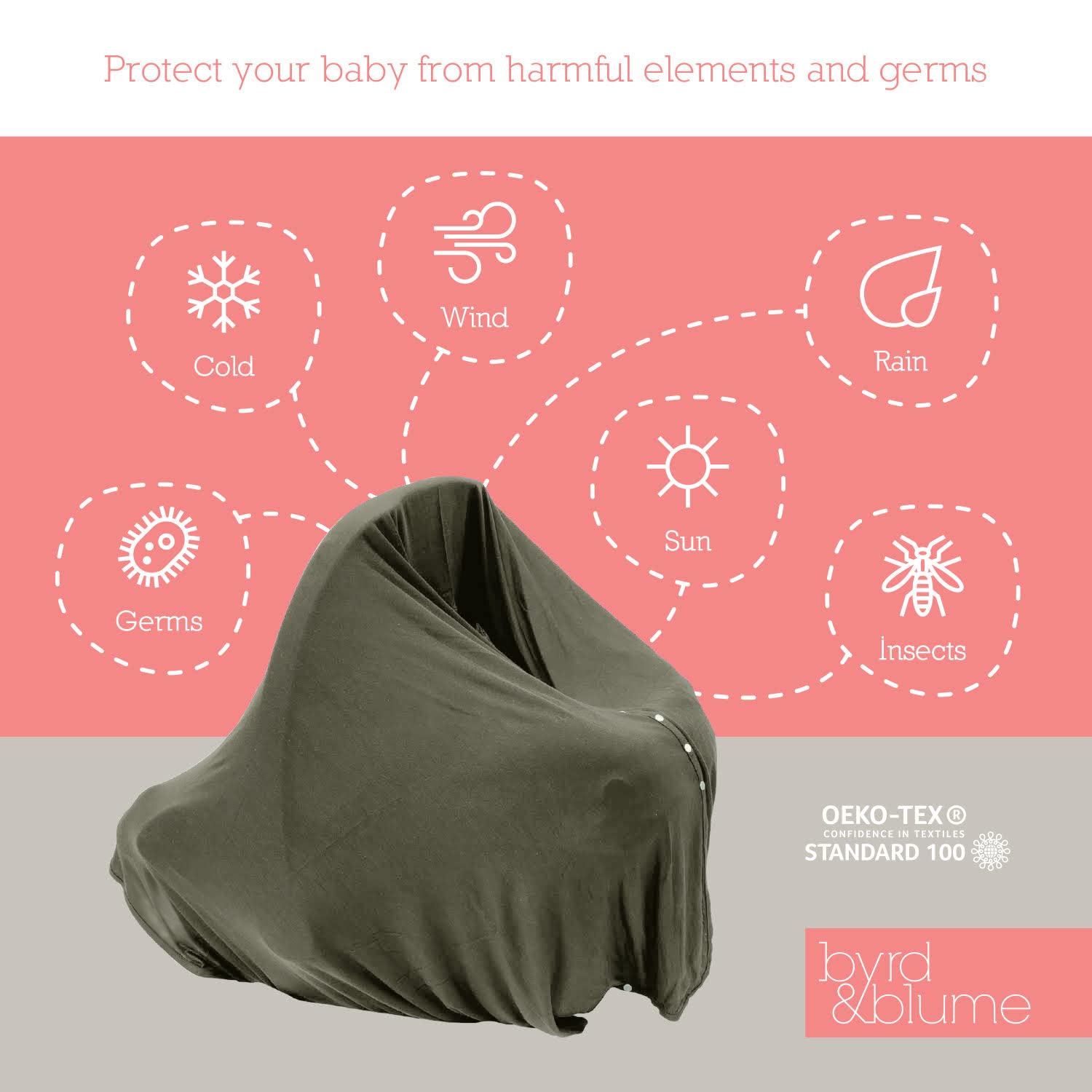 Byrd & Blume breathable olive cover offering soft drape for comfortable use