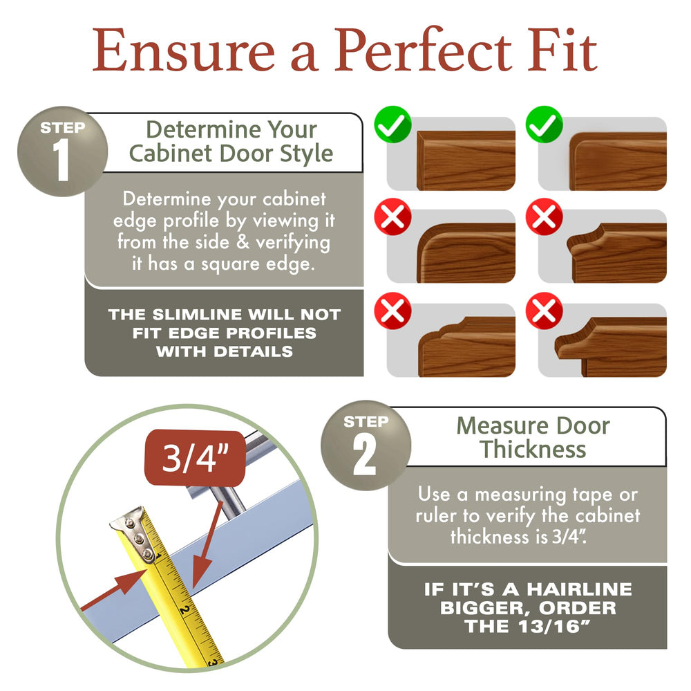 Tool-free slip-on install with Cabinet Hero Slimline on a shelf edge.