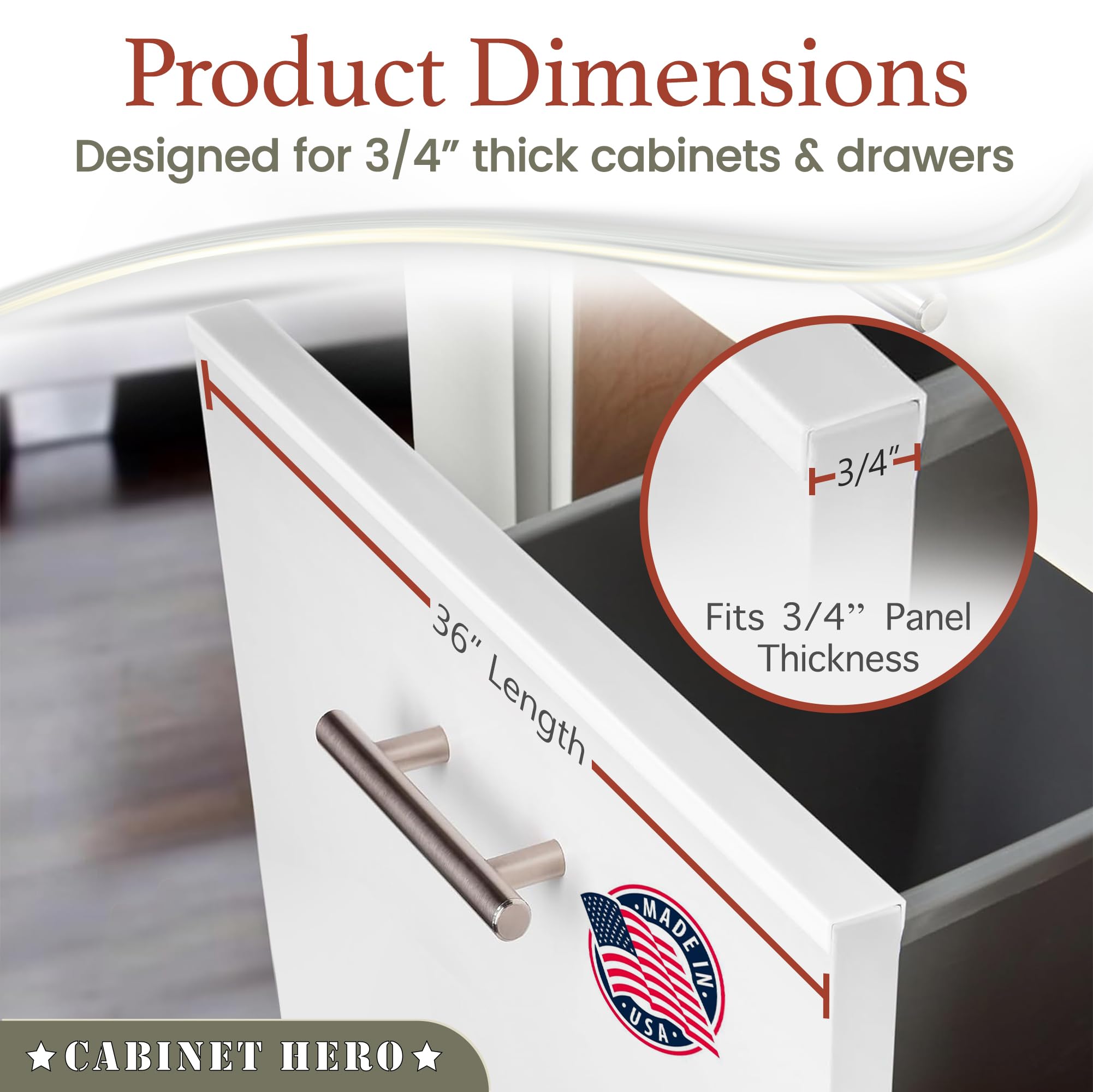 Slimline edge protector on a drawer edge prevents wear and discoloration.