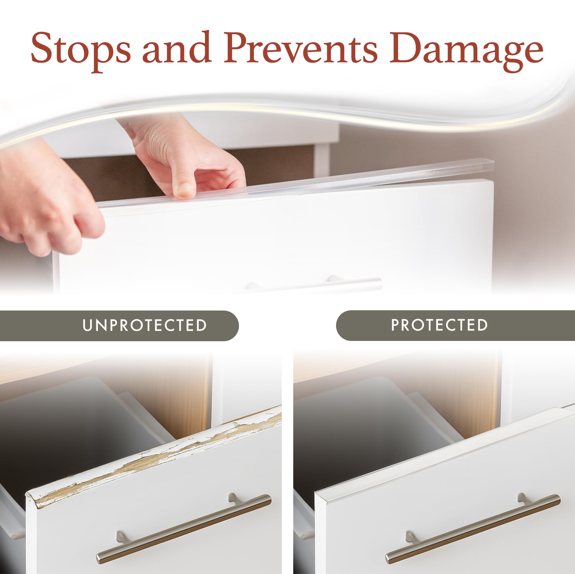 Cabinet Hero Slimline edge protector, slim profile, blends with kitchen décor.
