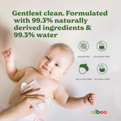 Caboo Baby Wipes hypoallergenic packaging close-up emphasizing gentle cleansing for sensitive skin.
