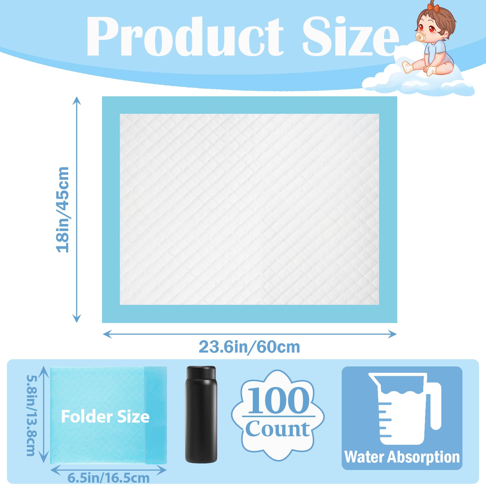 CACASO 18x24-inch changing pad laid flat for full coverage