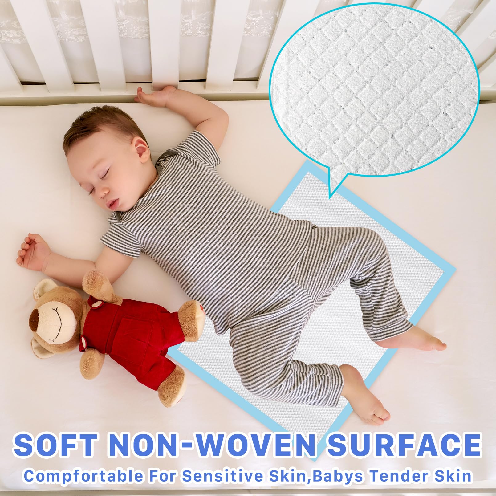 CACASO soft rhombic embossing surface adds gentle comfort for babies.