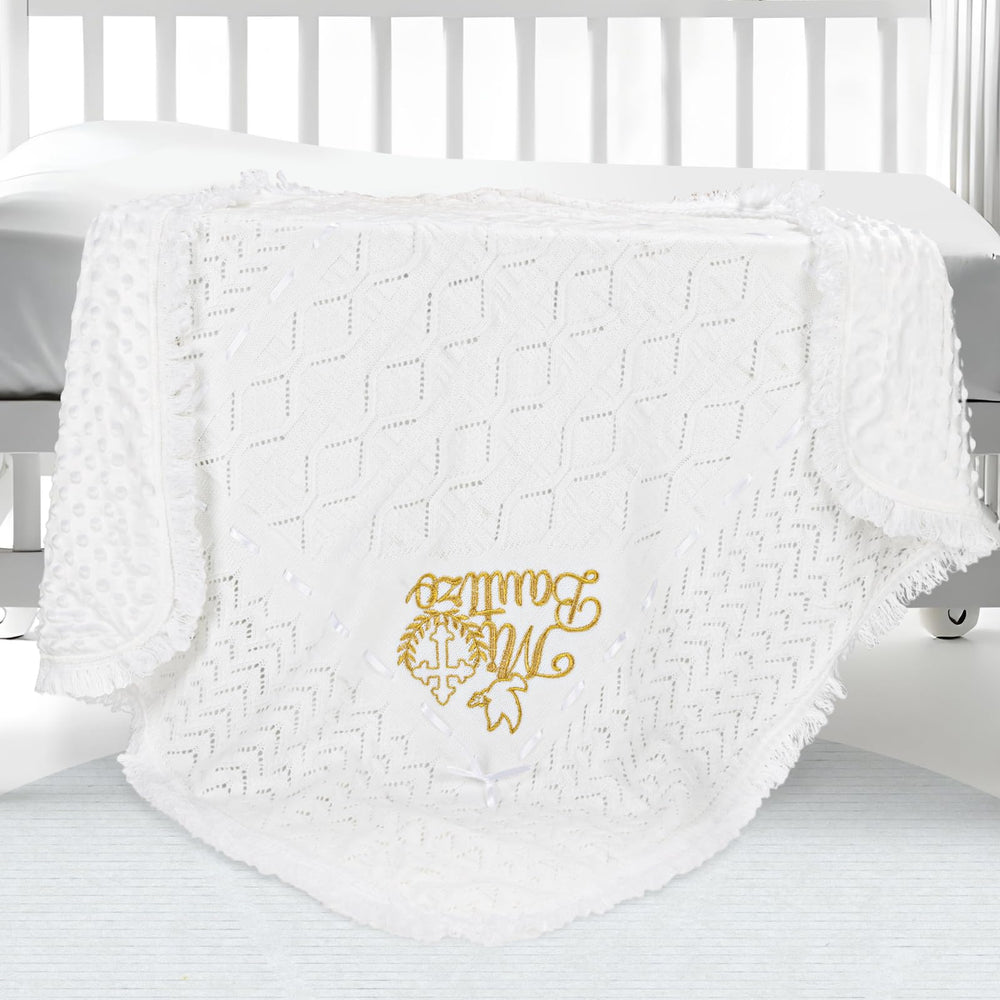 Cacooba baptism blanket with cross and dove embroidery for christening ceremonies